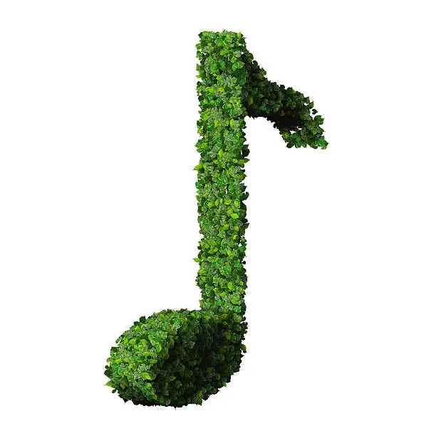 Photo of Musical note eight symbol made from green leaves