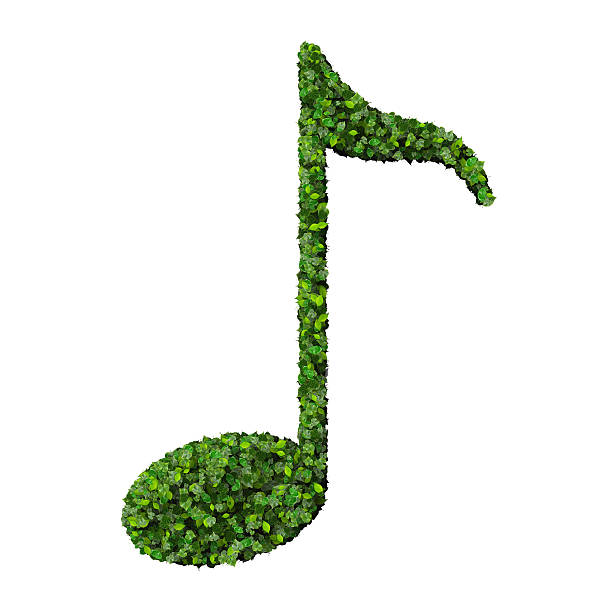 Musical note eight symbol made from green leaves stock photo