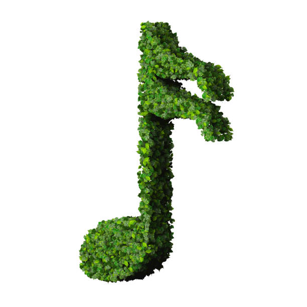 istock Musical note semiquaver symbol made from green leaves 472397890