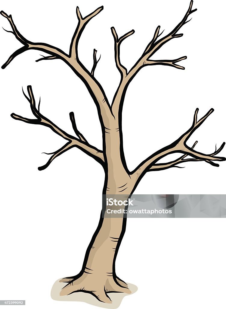 A drawing of a tree with bare branches dead tree / cartoon vector and illustration, hand drawn style, isolated on white background. 2015 stock vector
