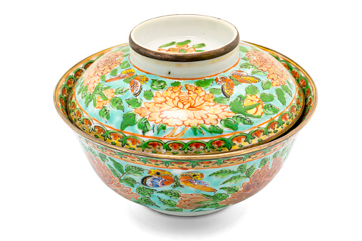 Antique Chinese Ceramic bowl isolate on white background