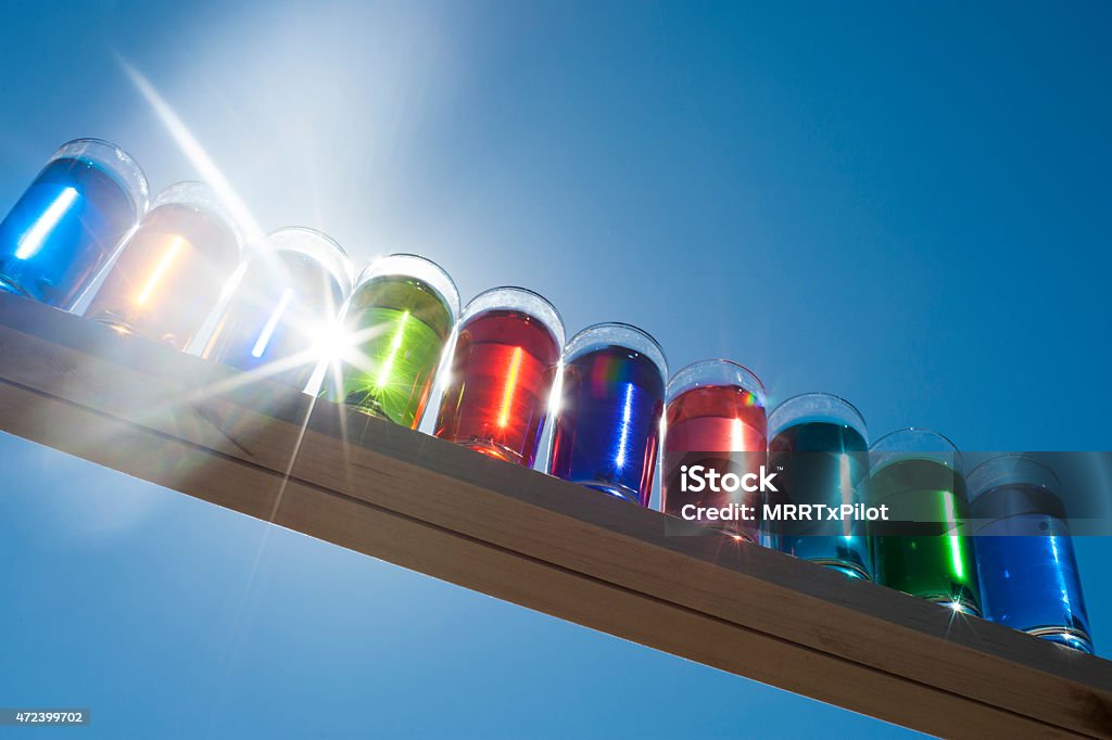 Color water in shot glasses 2015 Stock Photo