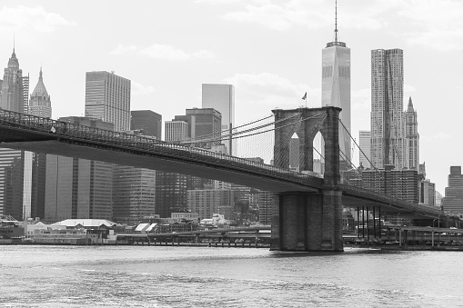 The Brooklyn Bridge in black and white