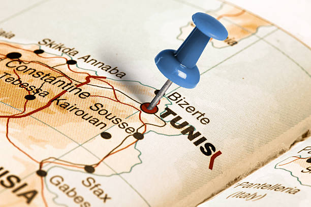 istock Location Tunis. Blue pin on the map. 472403344