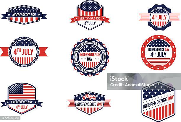 4th Of July Retro Badges Stock Illustration - Download Image Now - 2015, Badge, Blue