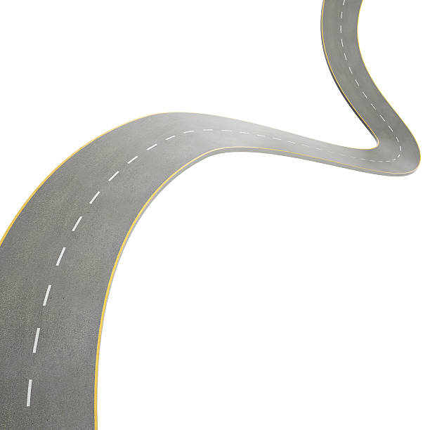 istock illustration of a curving, bending road, isolated on white background 472404600