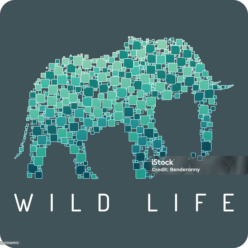 Abstract Elephant Mosaic India Africa Vector Illustration Wild Life