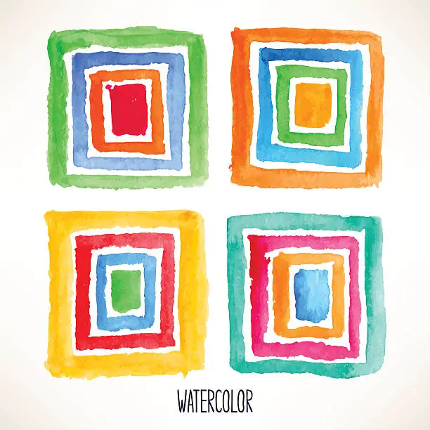 Vector illustration of beautiful watercolor squares