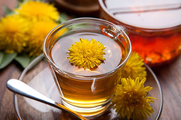 istock dandelion tisane tea with blossom inside teacup on wooden table 472408966
