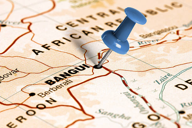 istock Location Bangui. Blue pin on the map. 472409118