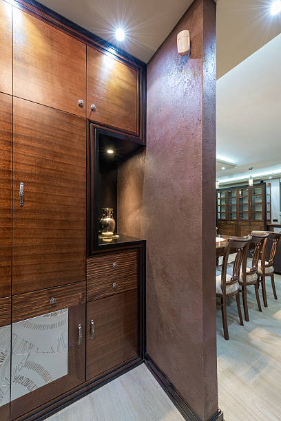 istock Brown wooden wardrobe 472409238