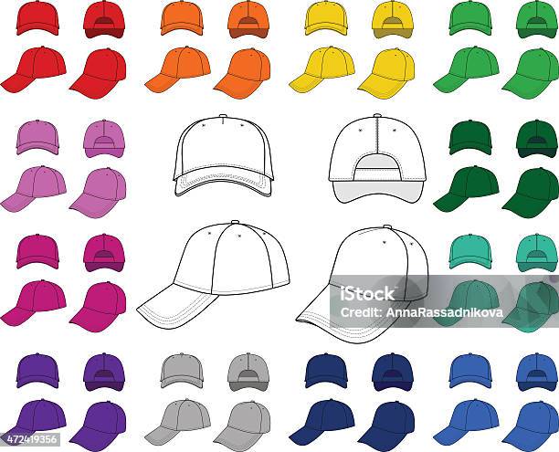 Cap Outlined Template Stock Illustration - Download Image Now - Baseball Cap, Hat, Cap - Hat