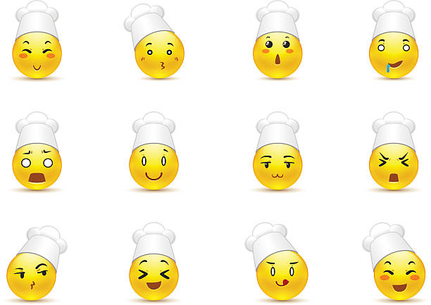 Anime Smileys In White Caps Stock Illustration - Download Image Now - Chef,  Emoticon, 2015 - iStock