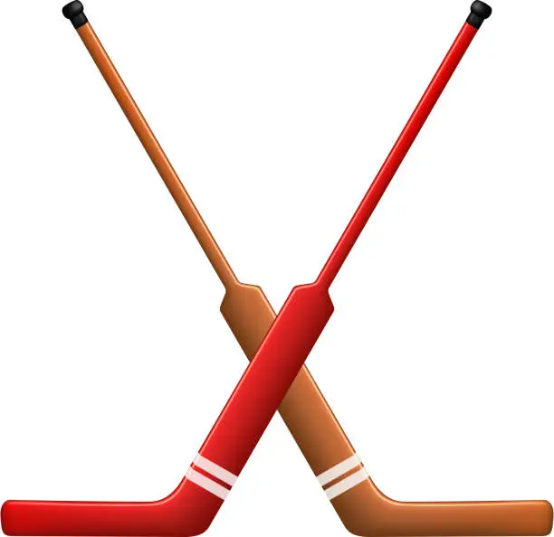 Vector illustration of Two crossed hockey sticks for goalies