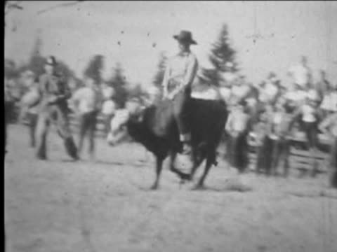 Man rides steer--From 1930's film
