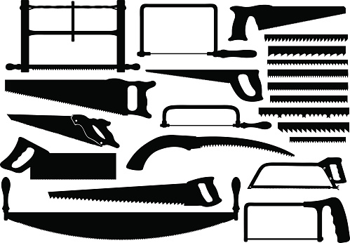 Set of different saws isolated