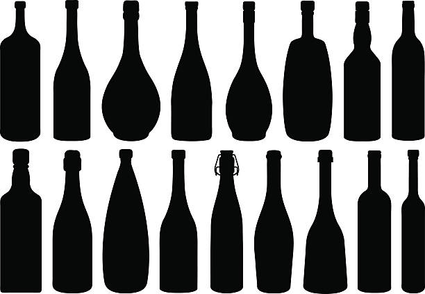 ilustraciones, imágenes clip art, dibujos animados e iconos de stock de frascos de vidrio - silhouette vodka bottle glass