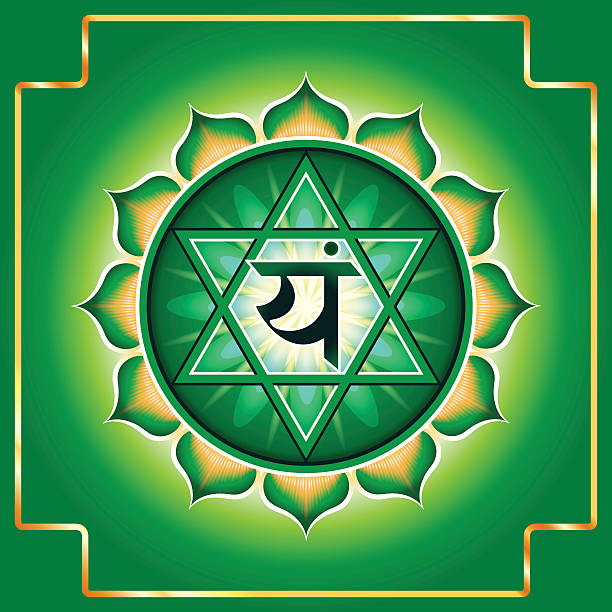 ilustraciones, imágenes clip art, dibujos animados e iconos de stock de chakra anahata - tantric buddhism