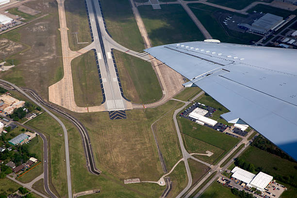istock Airport lannding road view from aerial view 472465950