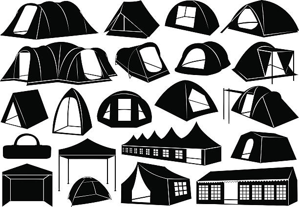 Tents Set of tents isolated entertainment tent illustrations stock illustrations