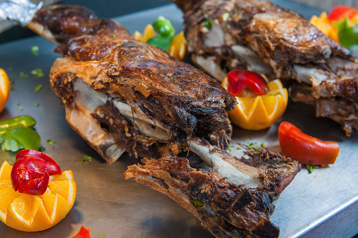 Leg Of Lamb At A Restaurant Carvery Stock Photo - Download Image Now