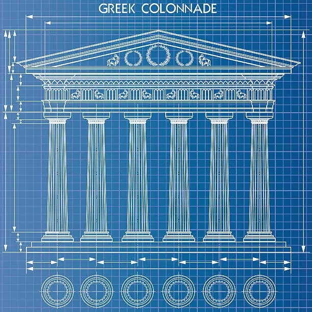 Vector illustration of Colonnade blueprint