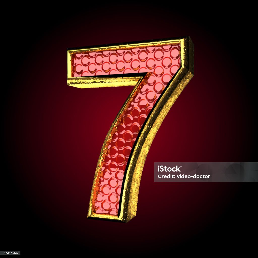7 Text Red 7 Red Letter With Gold Stock Illustration - Download Image Now - 2015 ...