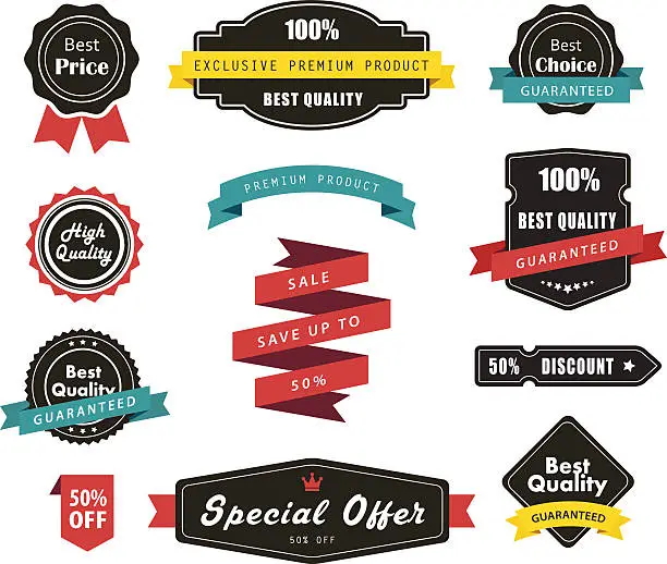 Vector illustration of Vector Labels, Banners Ribbons and Stickers