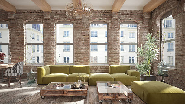 istock Living room loft in rustic style 472481880