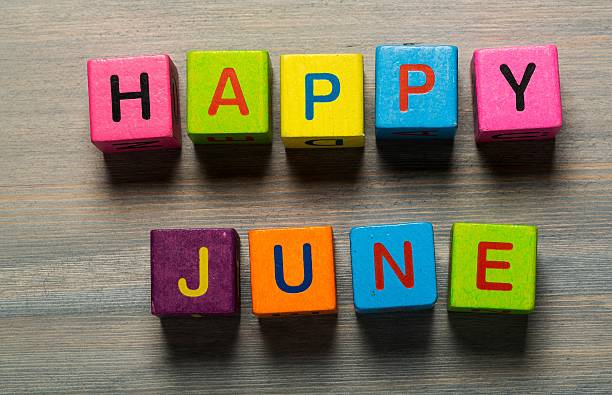 istock Calendar. Happy june Text wood on background 472482656