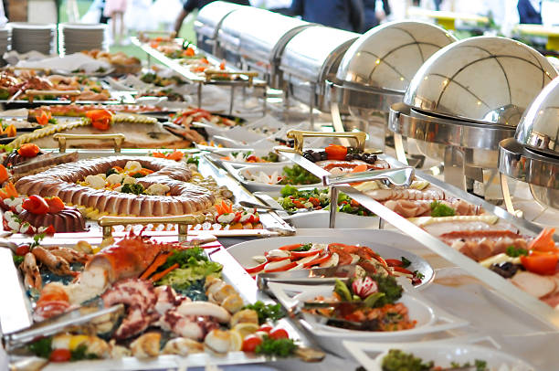 servicio de catering comida - buffet fotografías e imágenes de stock