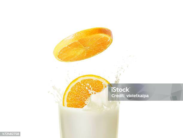 Milk And Orange Stock Photo - Download Image Now - 2015, Drink, Freshness