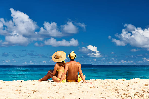 istock Couple on a beach at Seychelles 472485586
