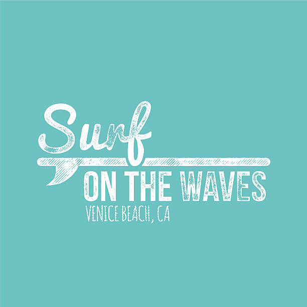 Suef On The Waves Venice Beach Retro Dirty Label vector art illustration