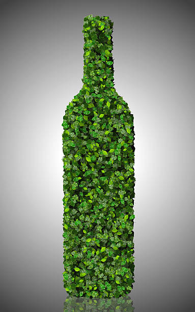 Bottle made from green leaves stock photo