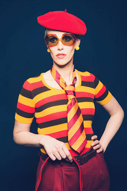 istock Fashionable Lady with Beret Hat and Necktie 472490568