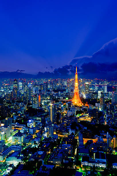 Tokyo tower as seen with skyline stock photo