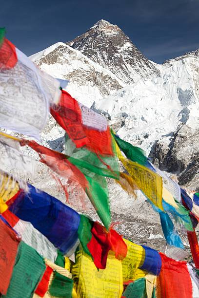 istock view of Mount Everest with buddhist prayer flags 472491826