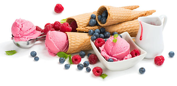 istock Pink ice cream and berries 472493520