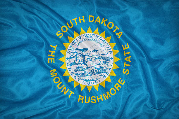 istock South Dakota flag on fabric texture,retro vintage style 472494154
