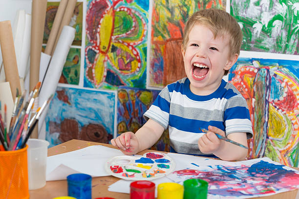 istock A smiling boy painting in a studio 472495410