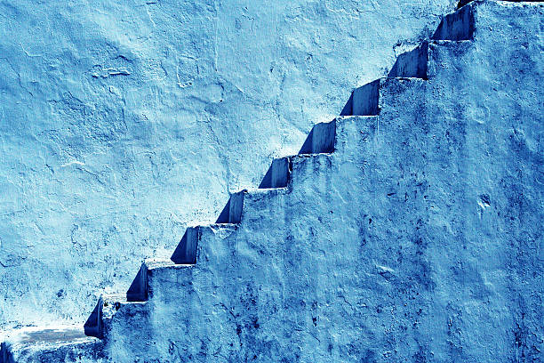 GRAPHIC STAIRS IN A BLUE WALL