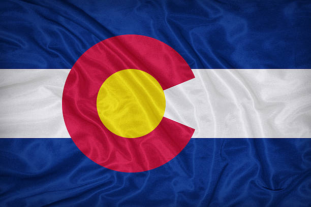 istock Colorado flag on fabric texture,retro vintage style 472496398