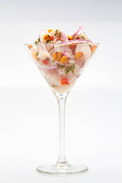 Ceviche Martini Ceviche, pervivan ceviche martini glass seviche photos stock pictures, royalty-free photos & images