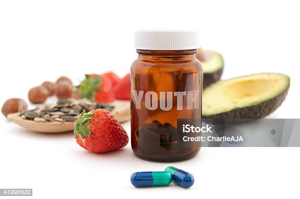 Anti Age Pill Of Youth Stock Photo - Download Image Now - 2015, Acid, Aging Process