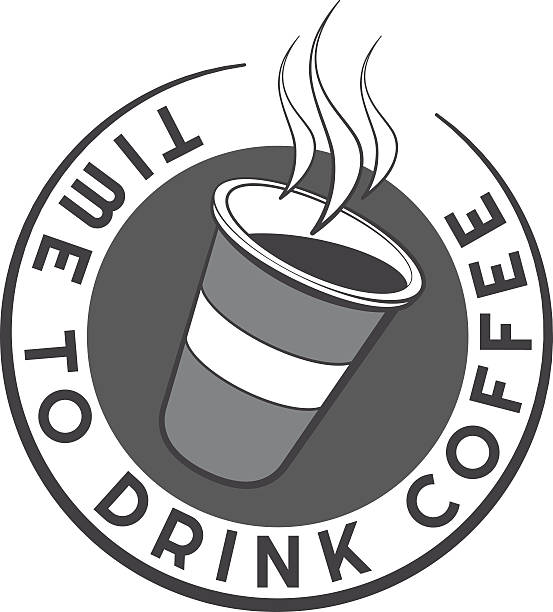 Tass'à café jetable avec logo design Modèle de texte.   badge Vintage - Illustration vectorielle