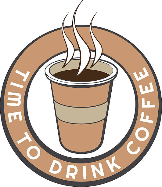 Descartável xícara de café com logotipo modelo de design com texto.   Emblema Vintage - ilustração de arte em vetor