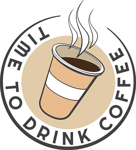 Descartável xícara de café com logotipo modelo de design com texto.   Emblema Vintage - ilustração de arte em vetor