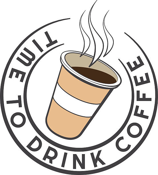 Tass'à café jetable avec logo design Modèle de texte.   badge Vintage - Illustration vectorielle