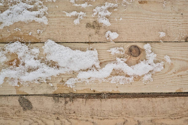 istock Pine boards in the snow 472502844